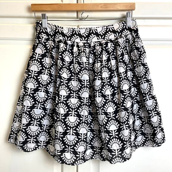 CYNTHIA by Cynthia Rowley B/W Cotton Skirt Sz 4 w 100% Cotton Lining - Picture 3 of 9